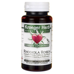 KRG024 | Kroeger Herb Complete Concentrates Rhodiola Rosea herbal supplement bottle front label showing 90 vegetarian capsules
