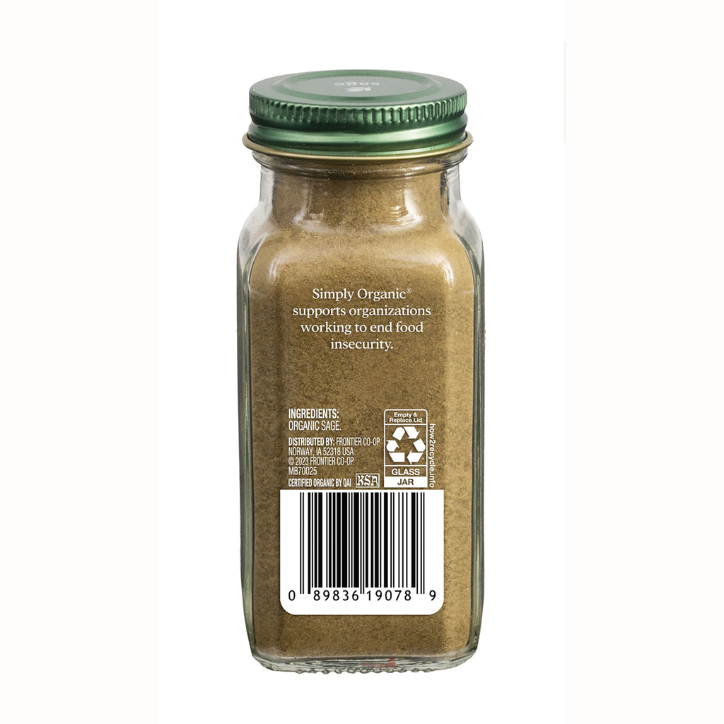 SMP079 | Back label of Simply Organic Organic Sage jar with ingredients and barcode - Thumbnail