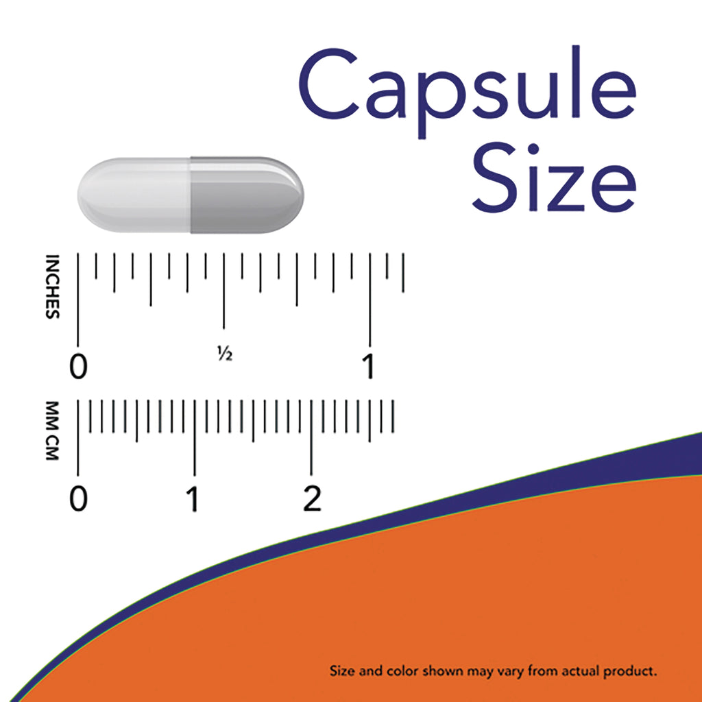 NWF1099 | Capsule Size graphic showing a capsule over inch and millimeter rulers labeled Capsule Size - Thumbnail