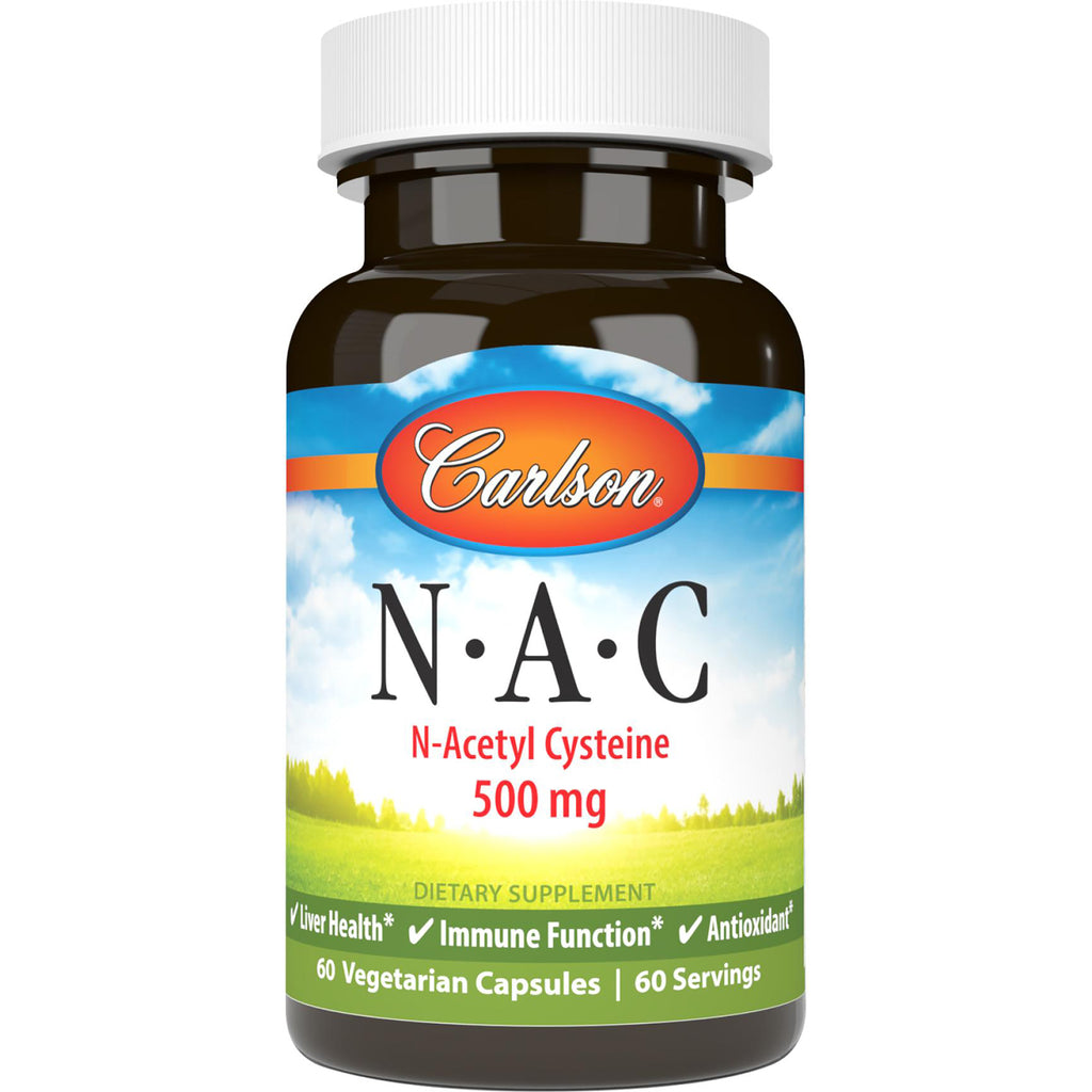 CSN193 | Carlson N-A-C N-Acetyl Cysteine 500 mg supplement bottle, 60 capsules - Thumbnail
