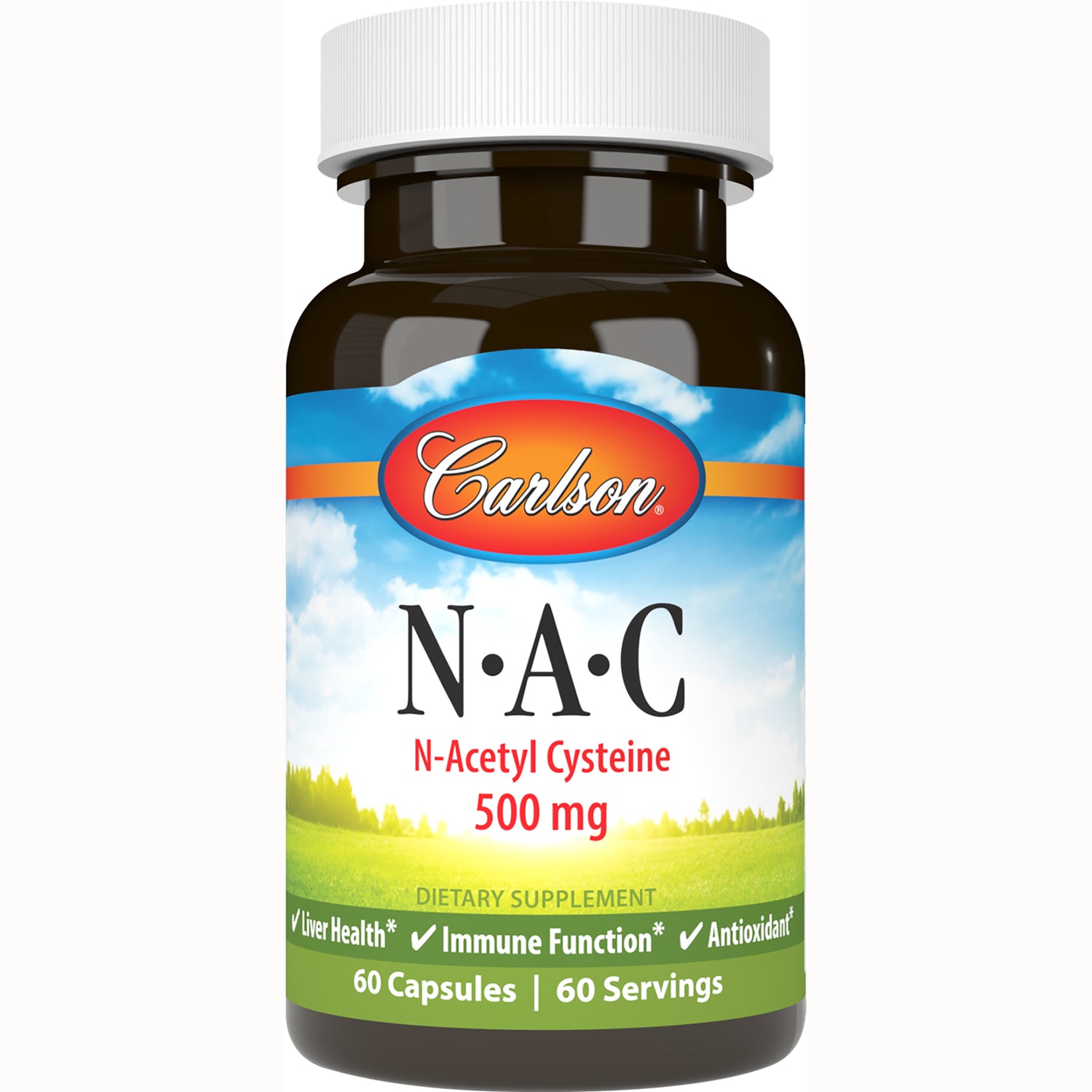 CSN193 | Carlson N-A-C N-Acetyl Cysteine 500 mg supplement bottle, 60 capsules