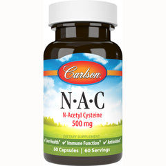 CSN193 | Carlson N-A-C N-Acetyl Cysteine 500 mg supplement bottle, 60 capsules