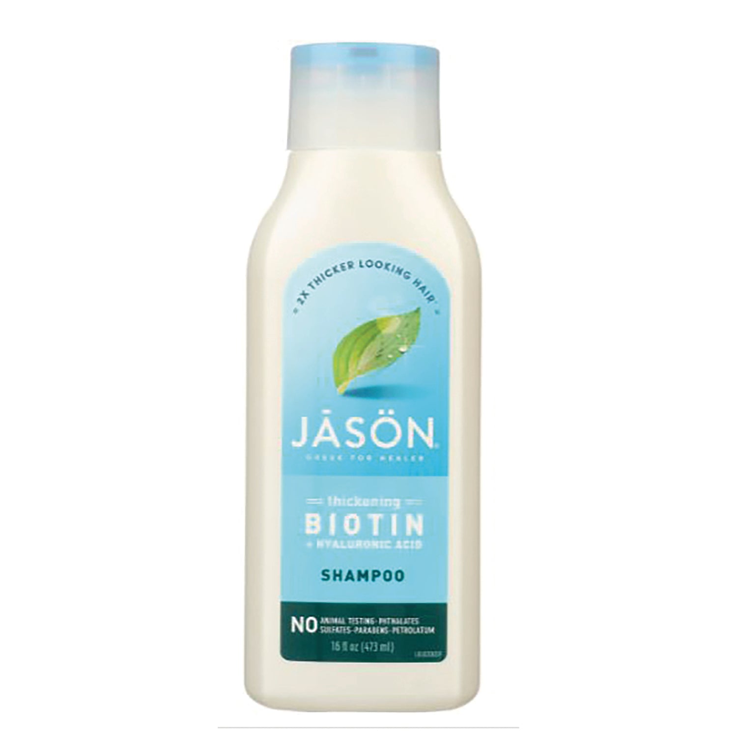 JC012 | JSN Biotin thickening shampoo bottle, 16 fl oz, white bottle with blue label