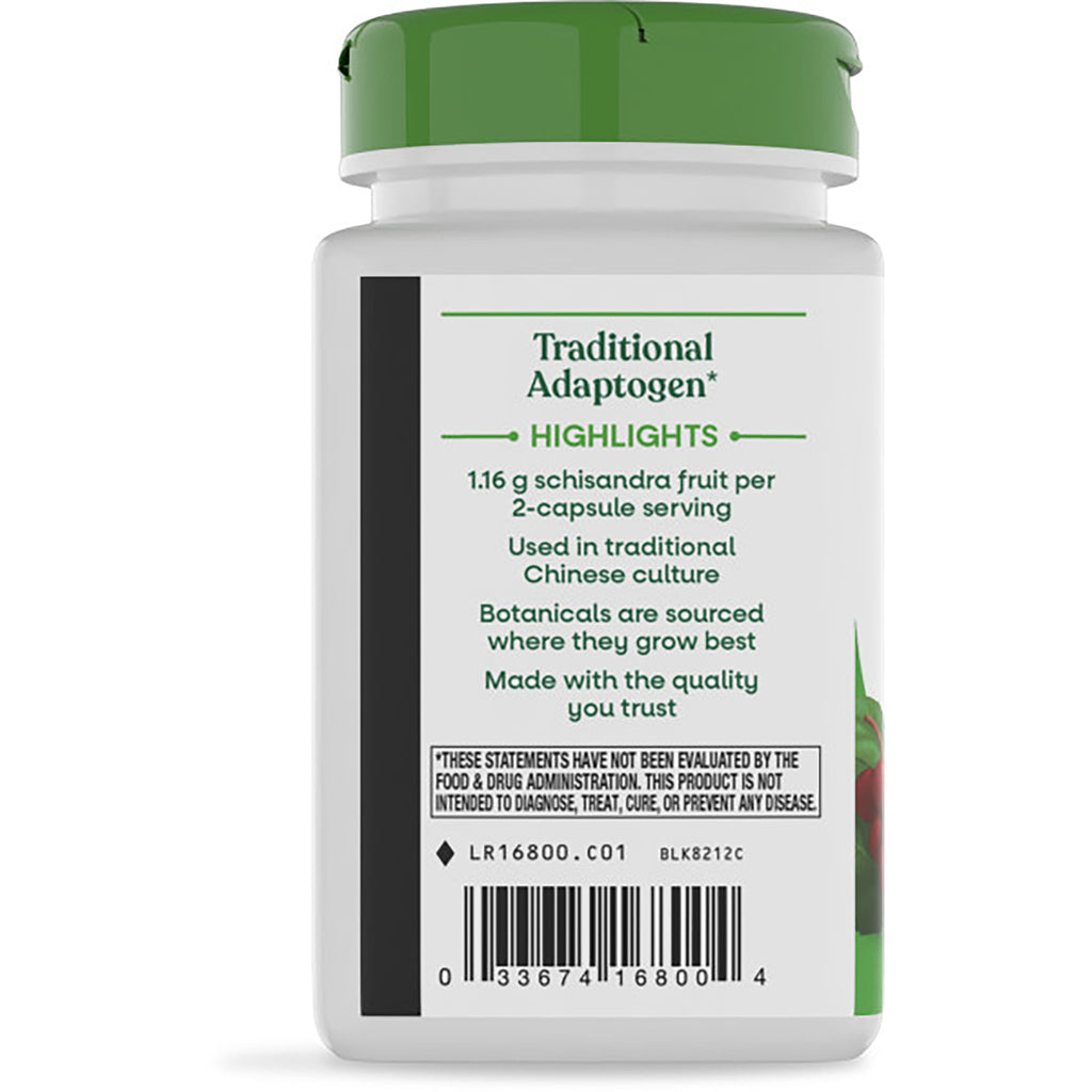 NW165 | Back label of white supplement bottle reading TRADITIONAL ADAPTOGEN with descriptive text about Schisandra and a barcode - Thumbnail