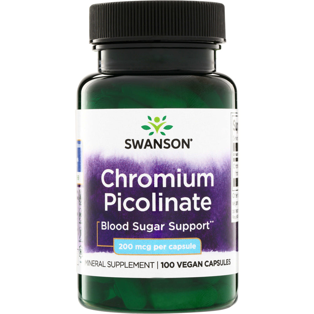 SW922 | Swanson Chromium Picolinate, Blood Sugar Support, 200 mcg per capsule, 100 vegan capsules - Thumbnail