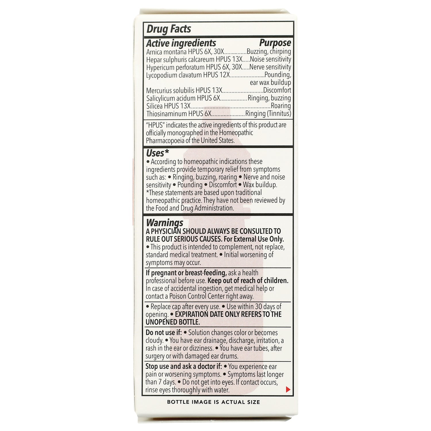 TRL015 | Drug facts and warnings panel for ear relief drops