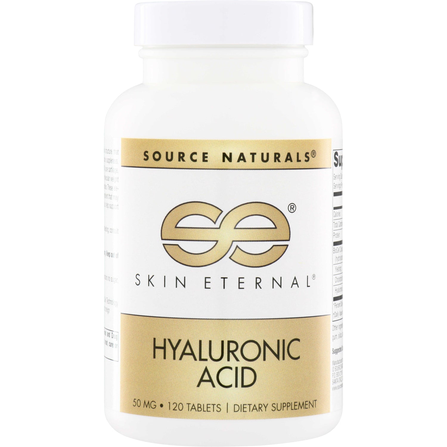 SN316 | Source Naturals Skin Eternal Hyaluronic Acid 50 mg, 120 tablets dietary supplement bottle