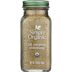 SMP038 | Simply Organic all-purpose seasoning glass jar with green lid showing label and net wt 2.08 oz (59g)