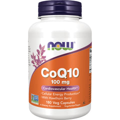 NWF1043 | NOW CoQ10 100 mg bottle showing front label, 180 veg capsules