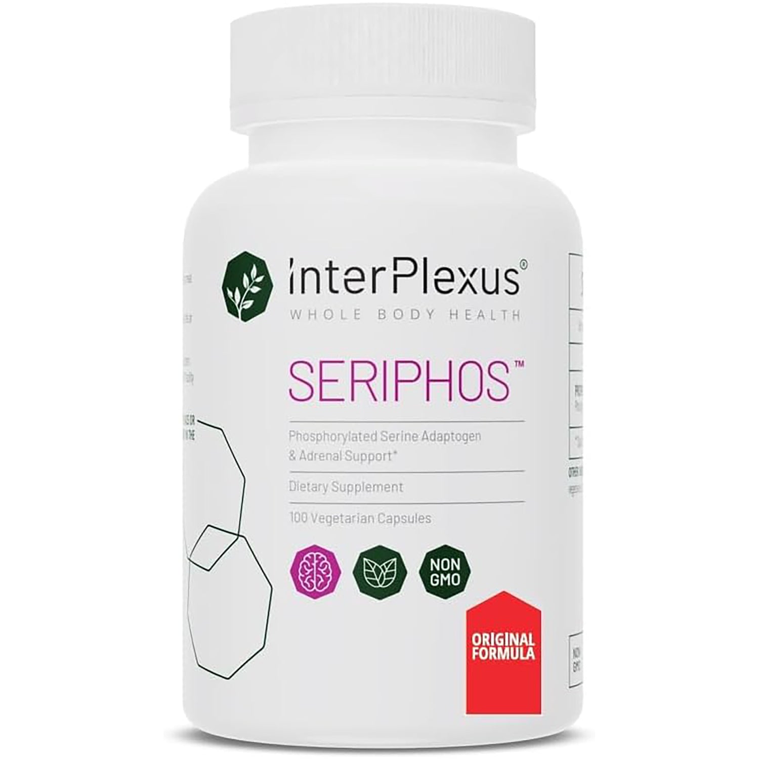 ITP001 | InterPlexus Seriphos dietary supplement bottle, 100 capsules, vegetarian label