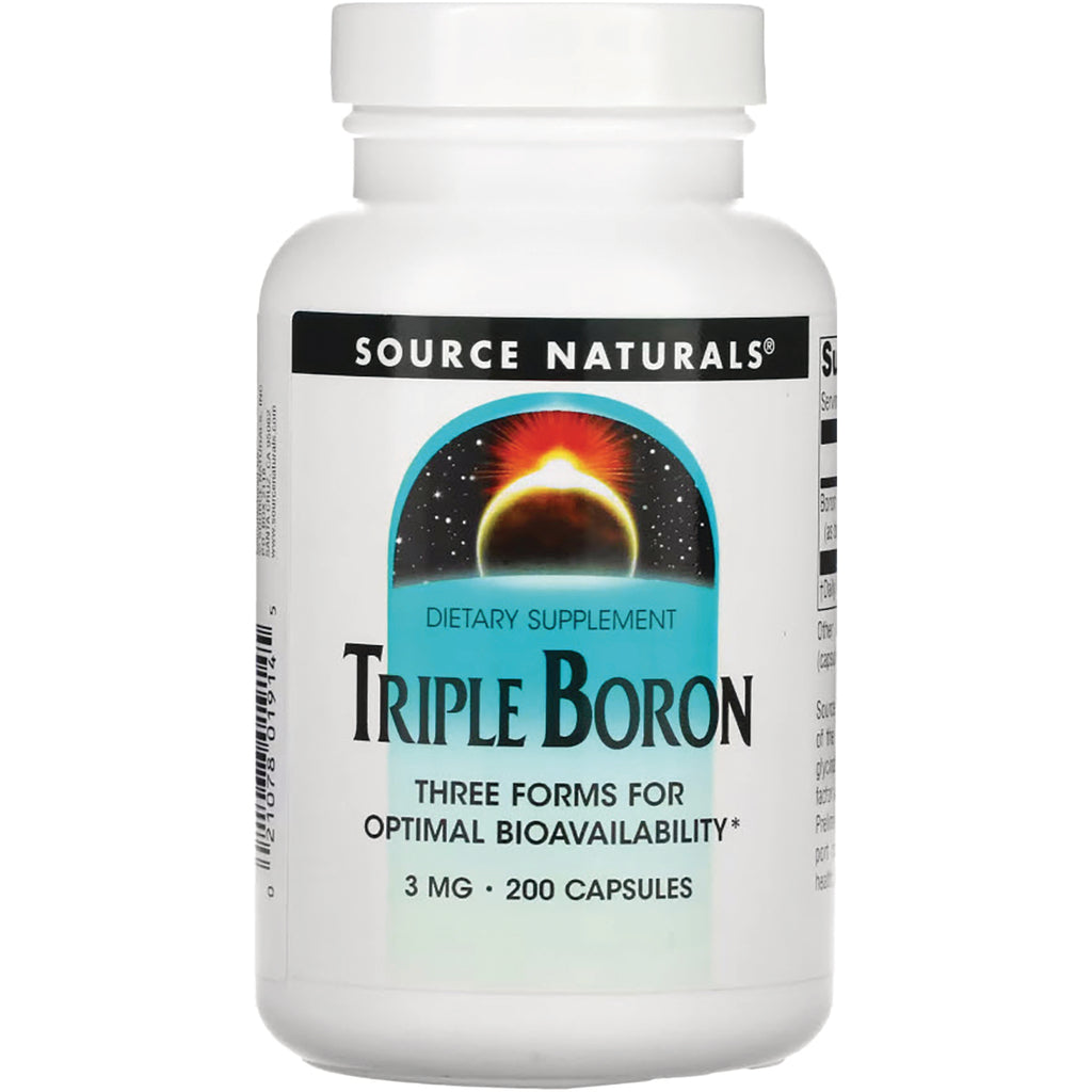SN829 | Source Naturals Triple Boron dietary supplement, 3 mg, 200 capsules - Thumbnail