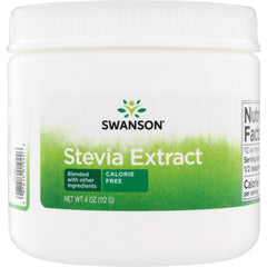 SW924 | Swanson Stevia Extract, calorie free powder, 4 oz jar front