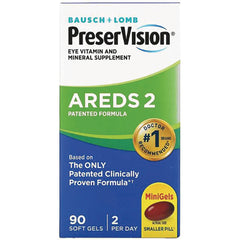 BNL032 | PreserVision AREDS 2 eye vitamin and mineral supplement box, 90 MiniGels, 2 per day