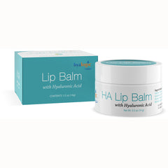 HYL004 | white jar and teal box of HA Lip Balm with Hyaluronic Acid, 0.5 oz (14 g)
