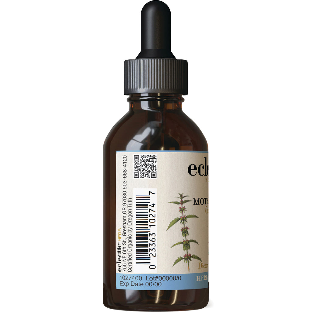 EC034 | Back of amber dropper bottle label showing barcode, QR code, botanical illustration and Lot#00000/0 Exp Date 00/00 - Thumbnail