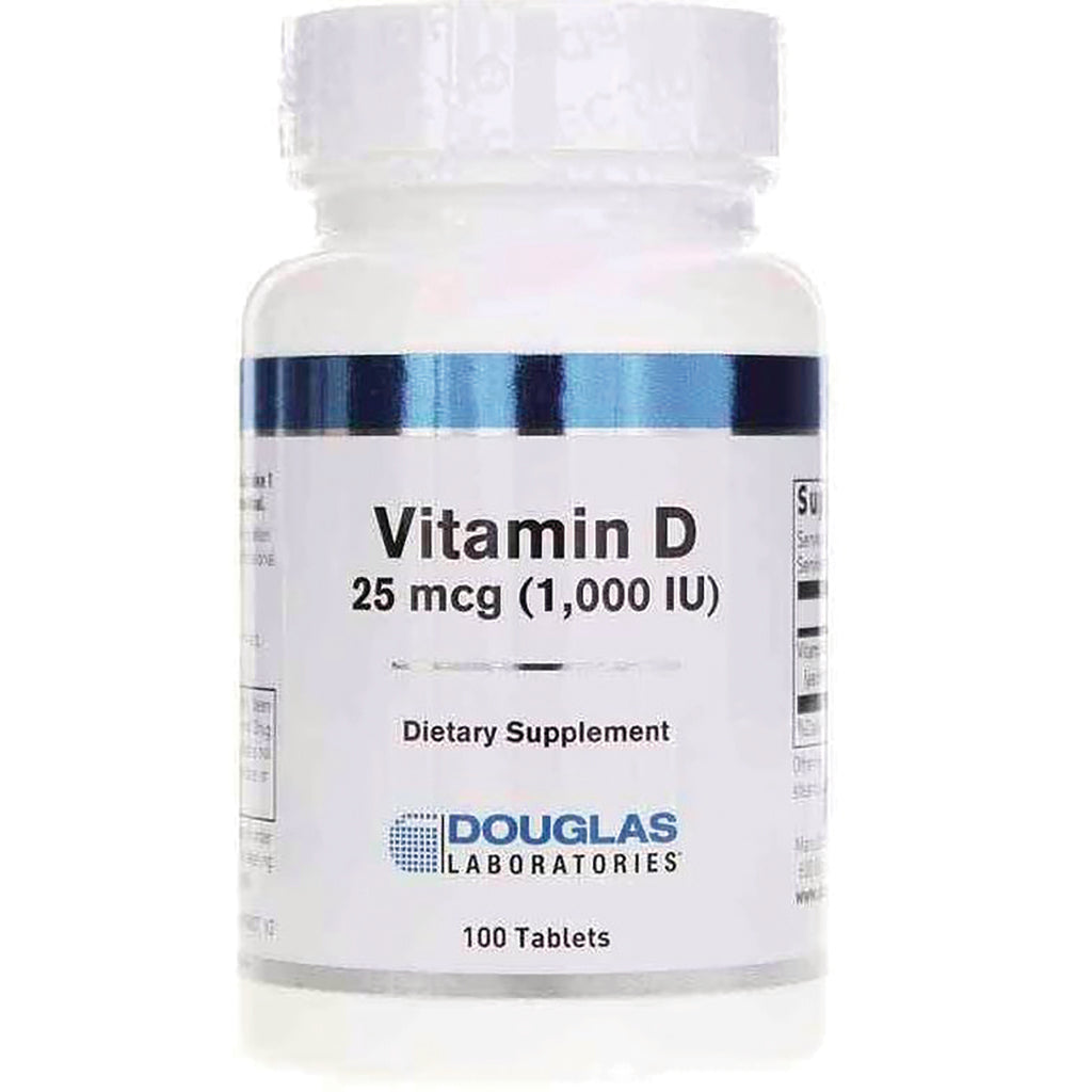 DGL008 | Bottle of Douglas Laboratories Vitamin D 25 mcg (1,000 IU) dietary supplement, 100 tablets - Thumbnail