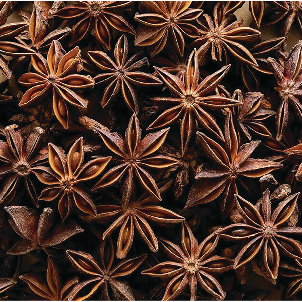 FNP382 | close-up of brown star anise pods arranged in a textured pattern - Thumbnail
