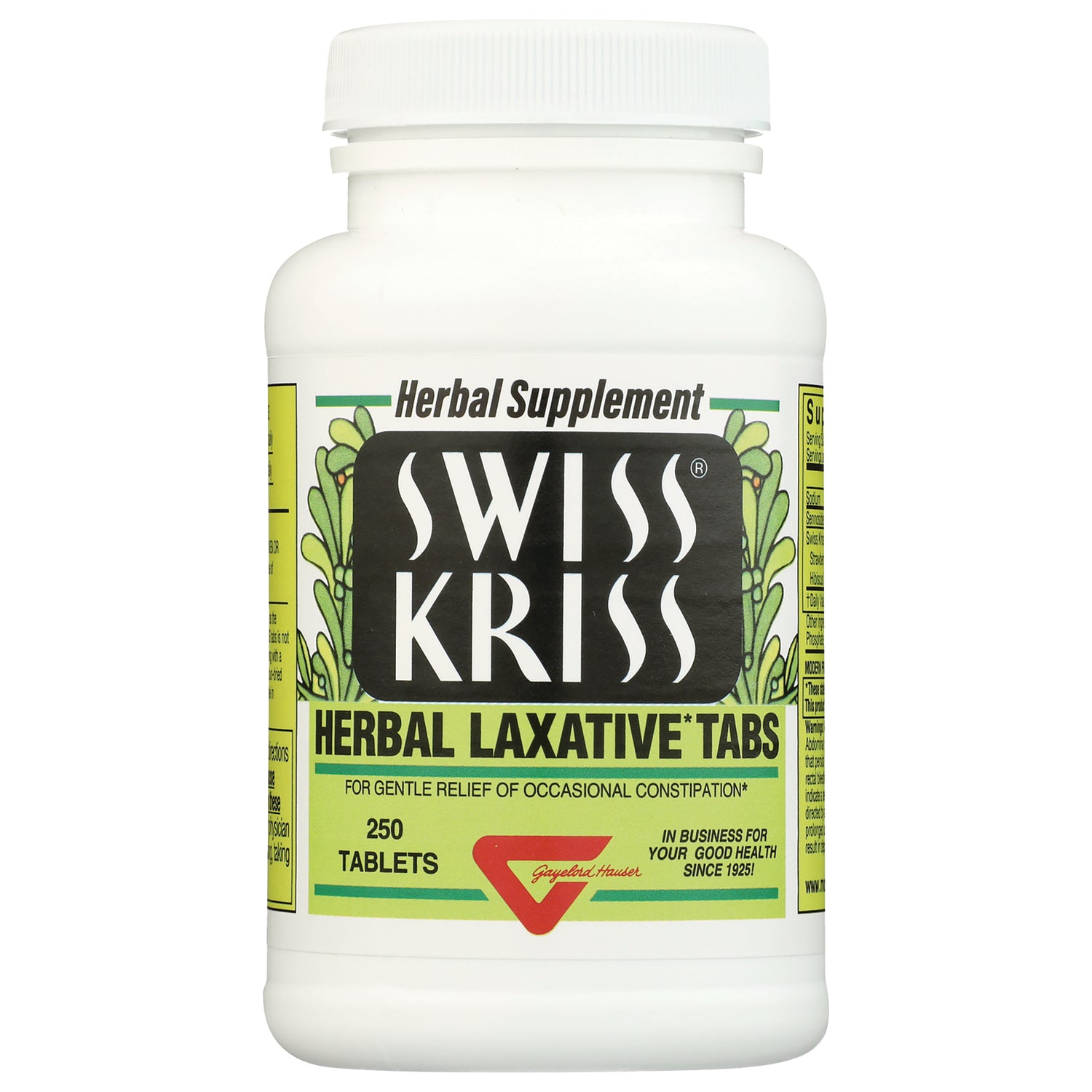 SKR002 | Swiss Kriss herbal laxative tabs bottle labeled 250 tablets