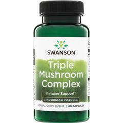 SWH168 | Swanson Triple Mushroom Complex bottle front, Immune Support, 3 Mushroom Formula, 60 capsules