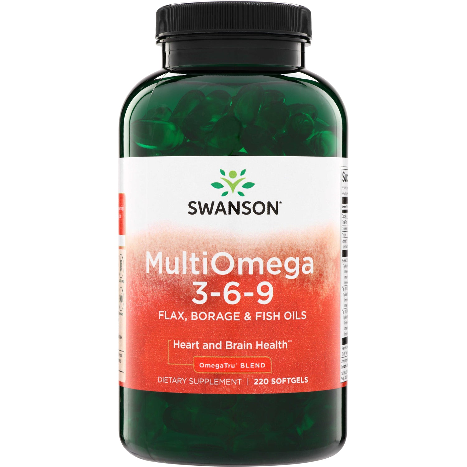 SWE083 | Swanson MultiOmega 3-6-9, flax, borage & fish oils, 220 softgels