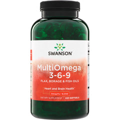 SWE083 | Swanson MultiOmega 3-6-9, flax, borage & fish oils, 220 softgels