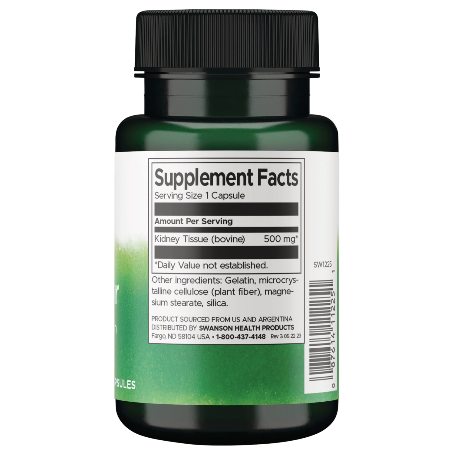 SW1225 | Back label with Supplement Facts