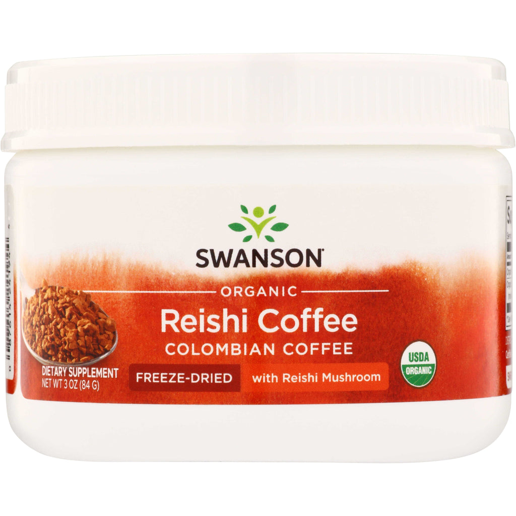 SWF194 | Swanson Organic Reishi Coffee, Colombian coffee, freeze-dried with Reishi mushroom, USDA Organic, 3 oz tub - Thumbnail