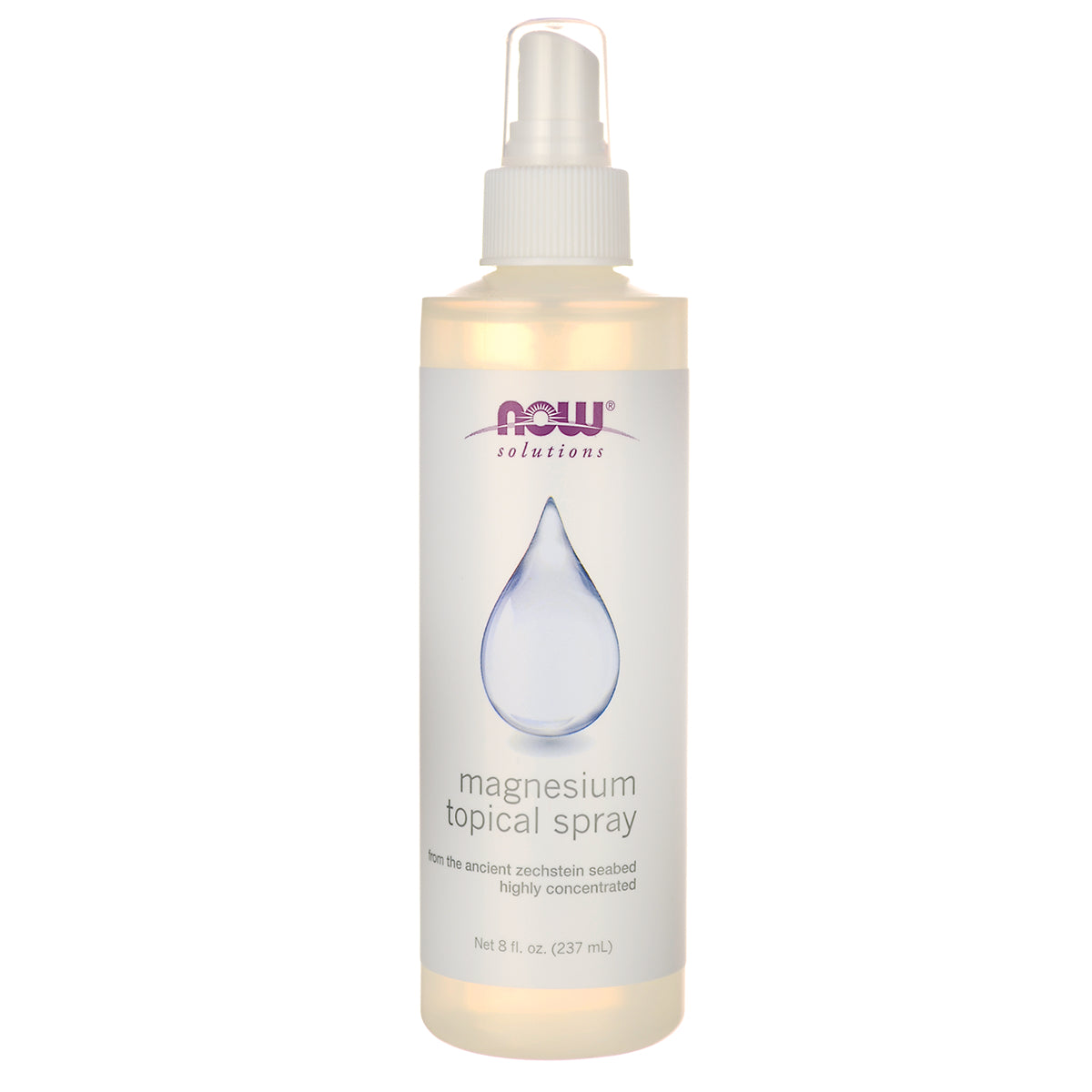 NWF1279 | NOW Solutions magnesium topical spray bottle with droplet graphic, net 8 fl oz