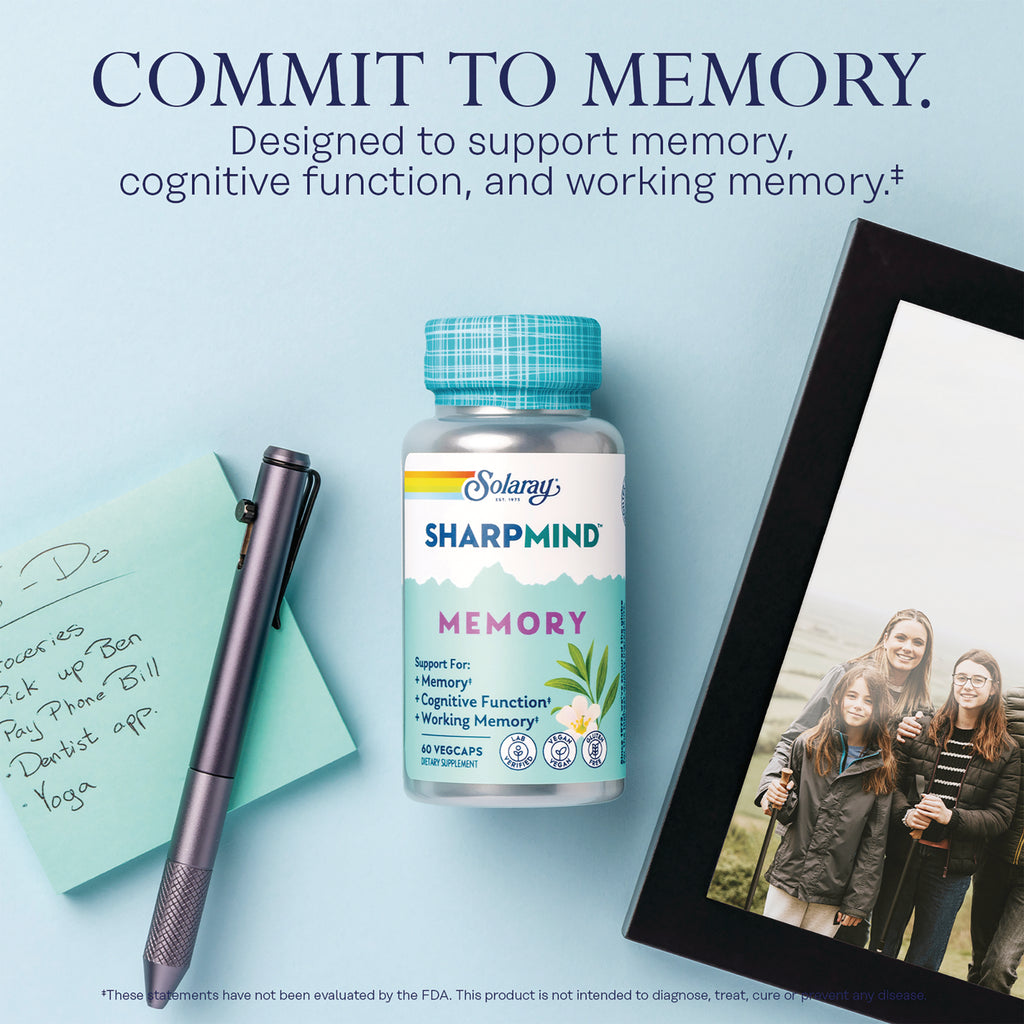 SLR526 | Commit to MemorySolaray SharpMind Memory bottle with benefit text, pen, notes, and photo frame - Thumbnail