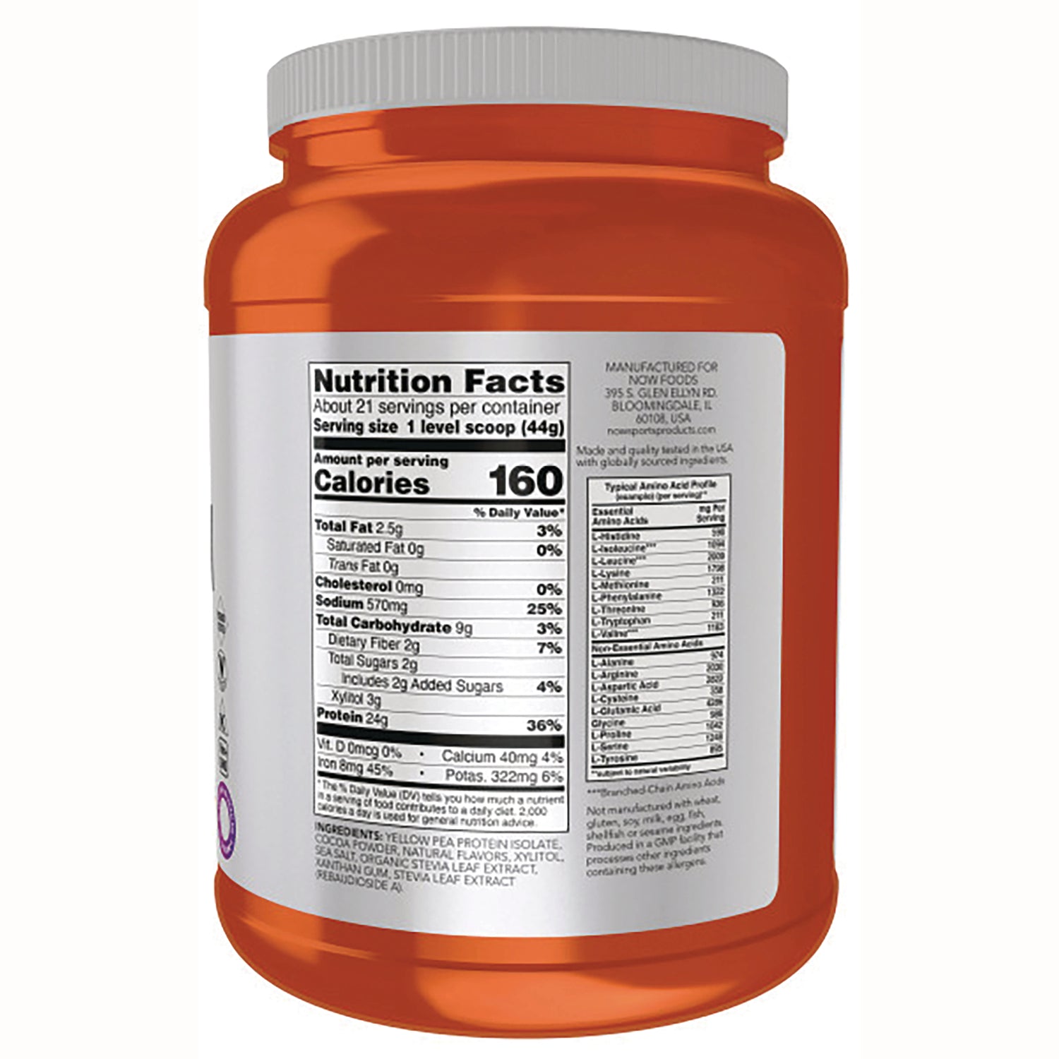 NWF1243 | Nutrition facts panel and ingredient list on back of orange supplement jar