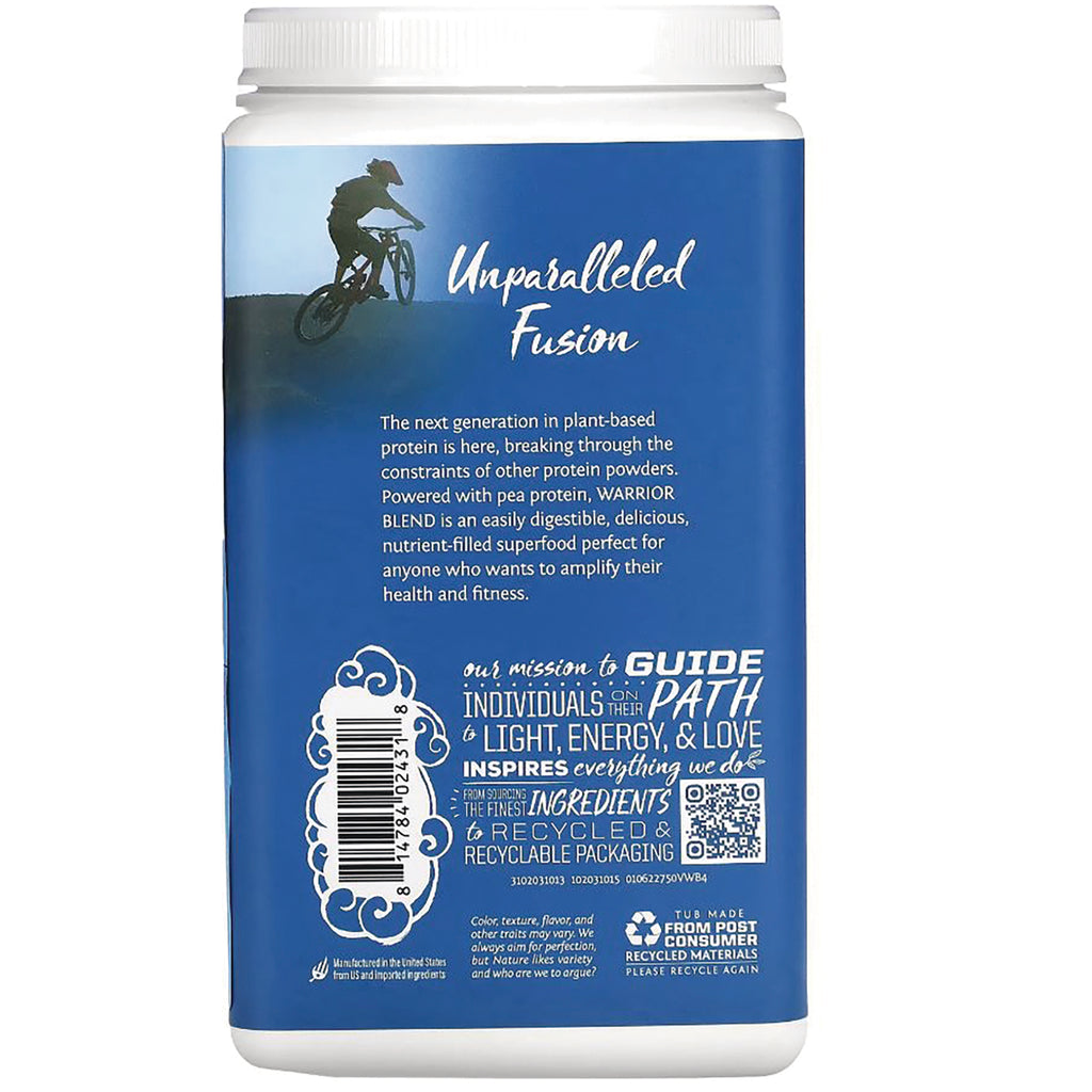 SNW023 | Back of protein powder tub with text 'Unparalleled Fusion,' mission statement, barcode and QR code - Thumbnail