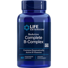 LE373 | Blue Life Extension bottle labeled BioActive Complete B-Complex, 60 vegetarian capsules dietary supplement