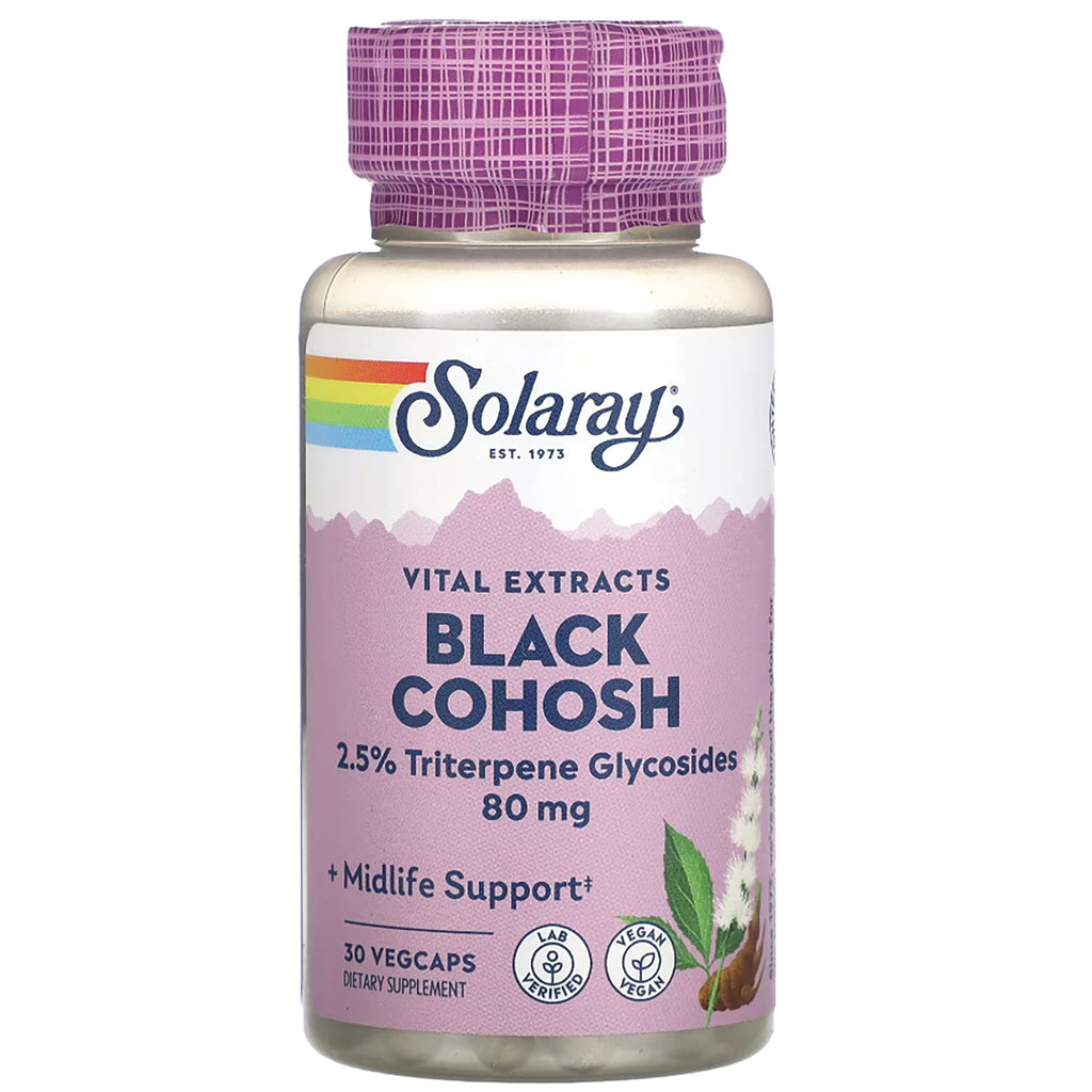 SLR330 | Solaray Vital Extracts Black Cohosh 80 mg, 30 VegCaps dietary supplement bottle - Thumbnail