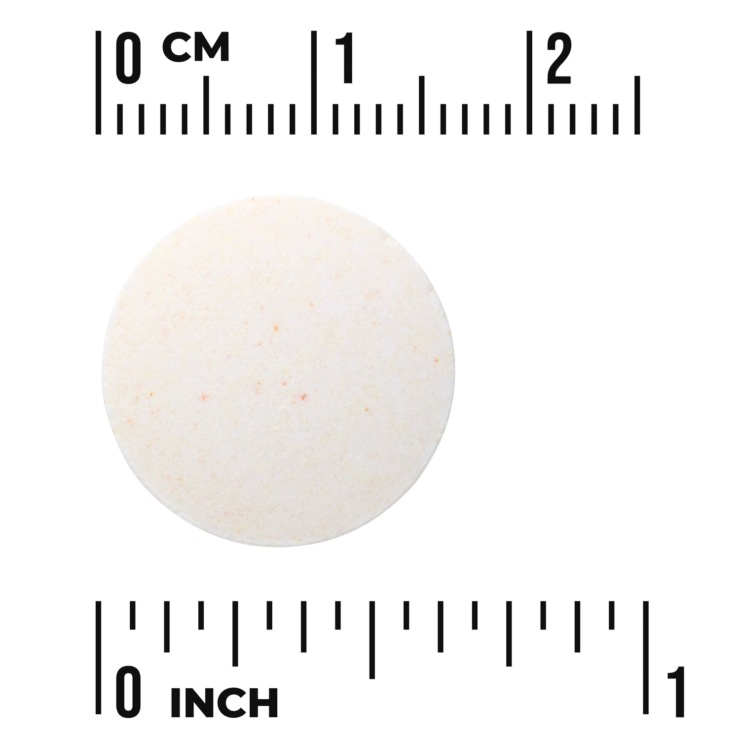 SW840 | Round tablet with size scale in inches and centimeters