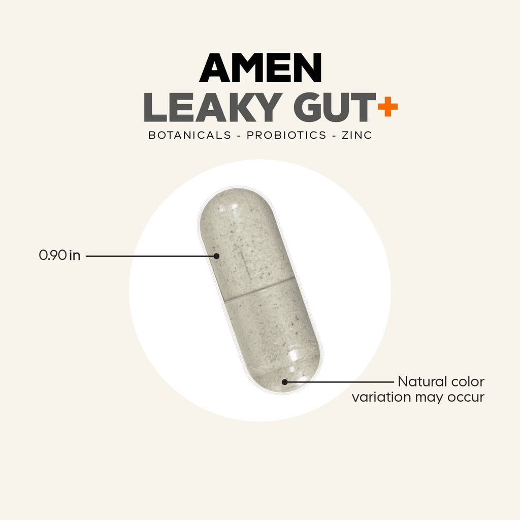 CDG006 | Amen Leaky Gut+ capsule infographic showing 0.90 in size and natural color variation - Thumbnail