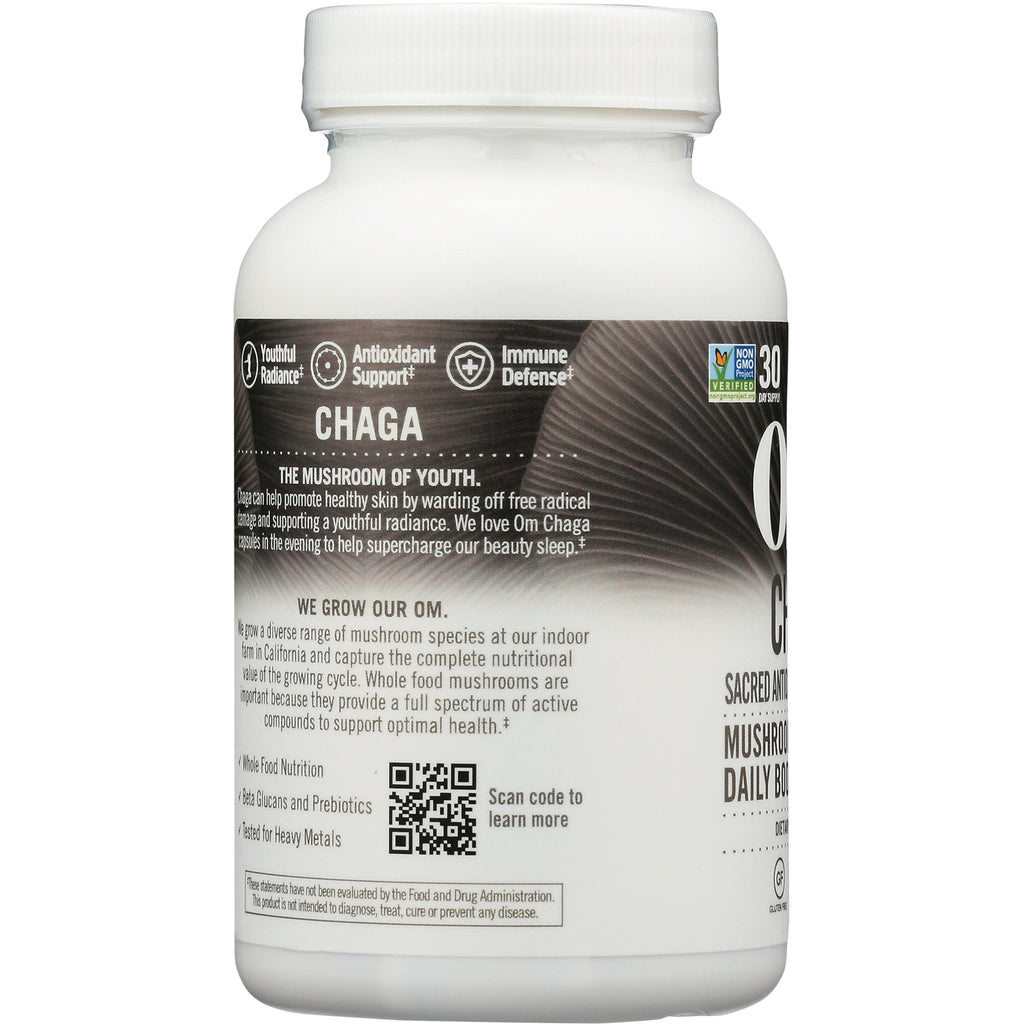 MMX023 | product infographic label for Chaga mushroom supplement showing benefits, QR code, and product description - Thumbnail