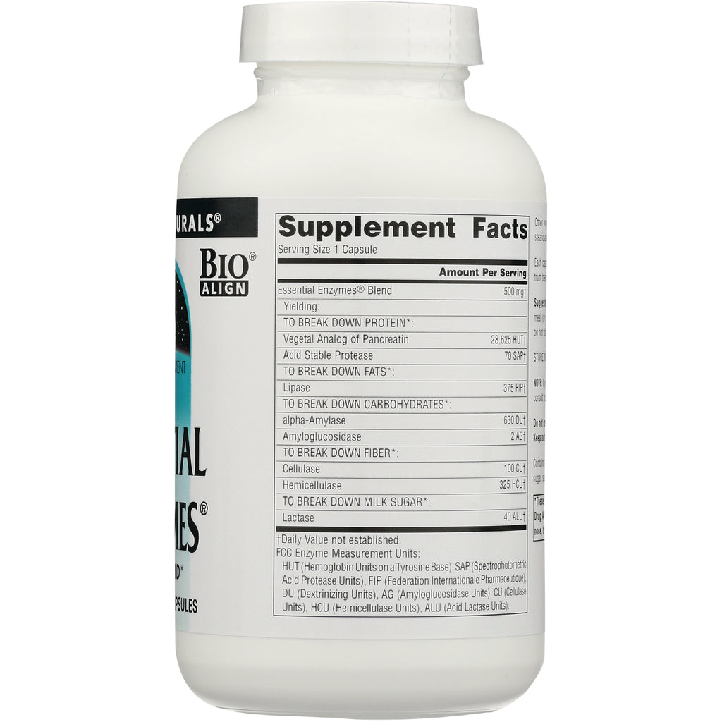 SN106 | Back of white supplement bottle showing Supplement Facts label listing enzyme blend and serving size - Thumbnail