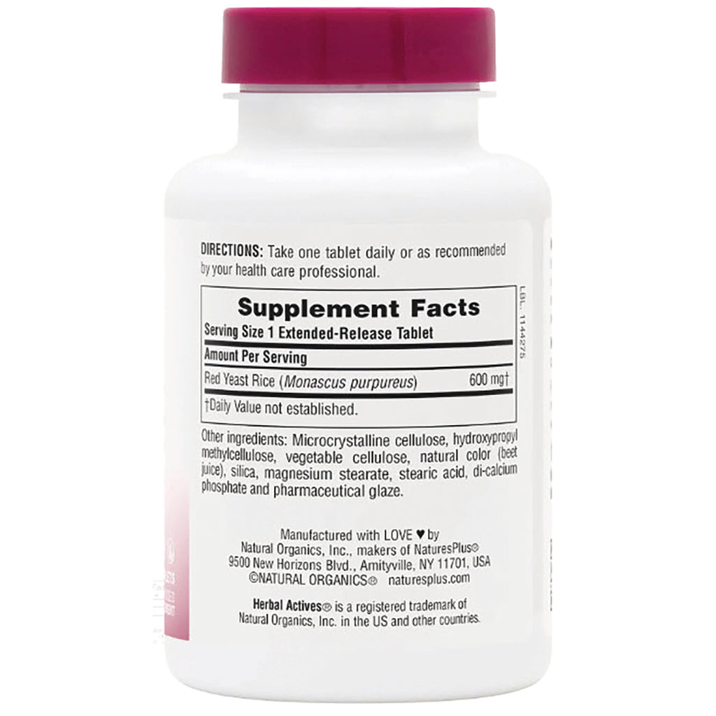 NTP308 | Supplement Facts label on a red yeast rice tablet bottle - Thumbnail