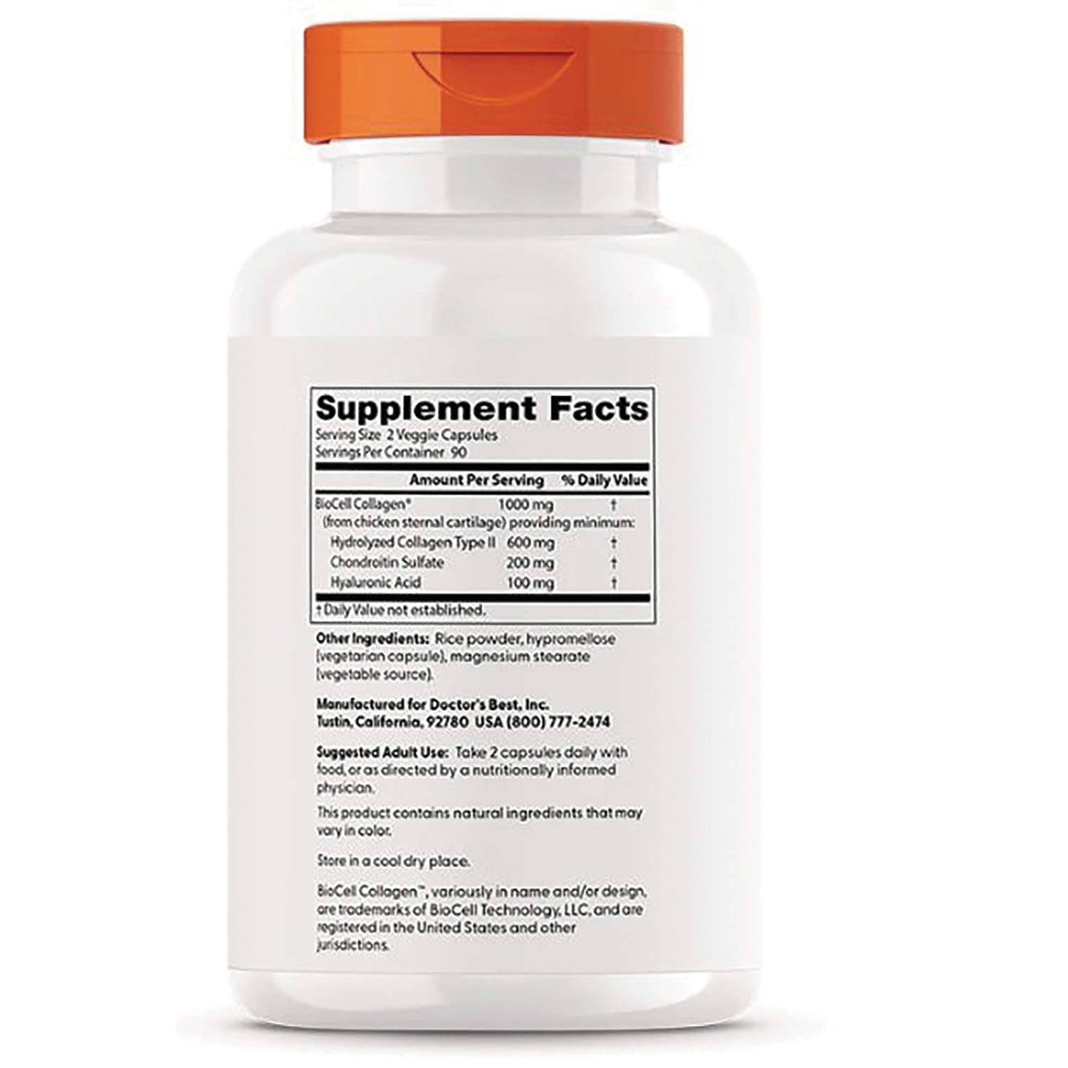 DB136 | back of white supplement bottle showing Supplement Facts panel and ingredient text
