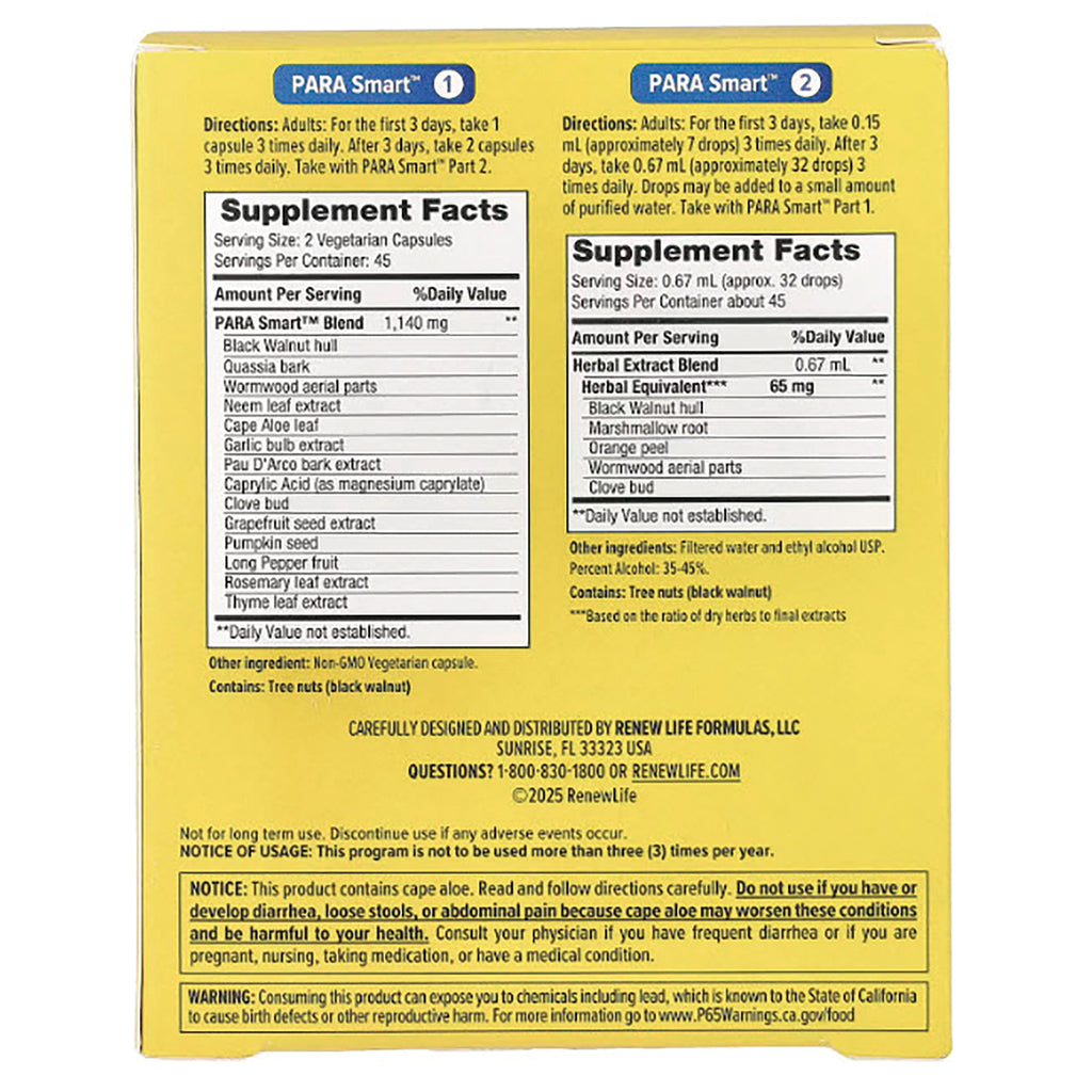 RNL035 | Back of yellow supplement box showing two Supplement Facts panels and warning text - Thumbnail