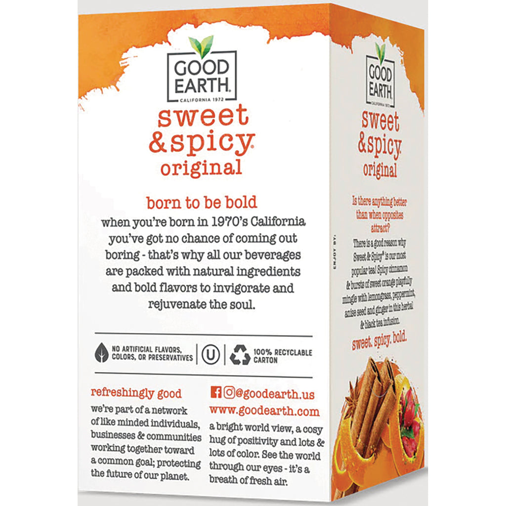 GET008 | Good Earth sweet & spicy original product infographic showing front and side packaging with product story and icons - Thumbnail