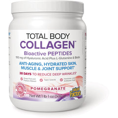 NFC205 | Total Body Collagen pomegranate powder supplement jar front label showing Bioactive Peptides and 20g collagen per 2 scoops