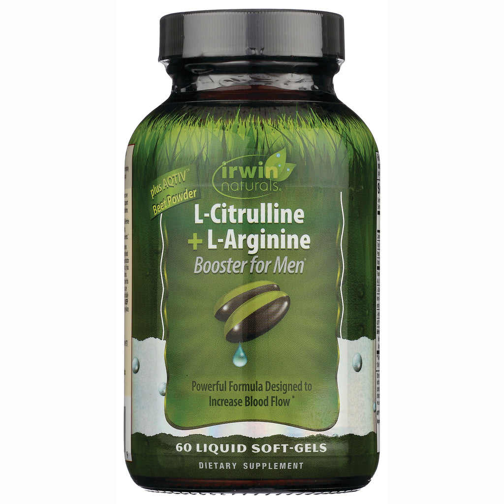 IR273 | Irwin Naturals L-Citrulline + L-Arginine Booster for Men bottle, 60 liquid soft-gels - Thumbnail
