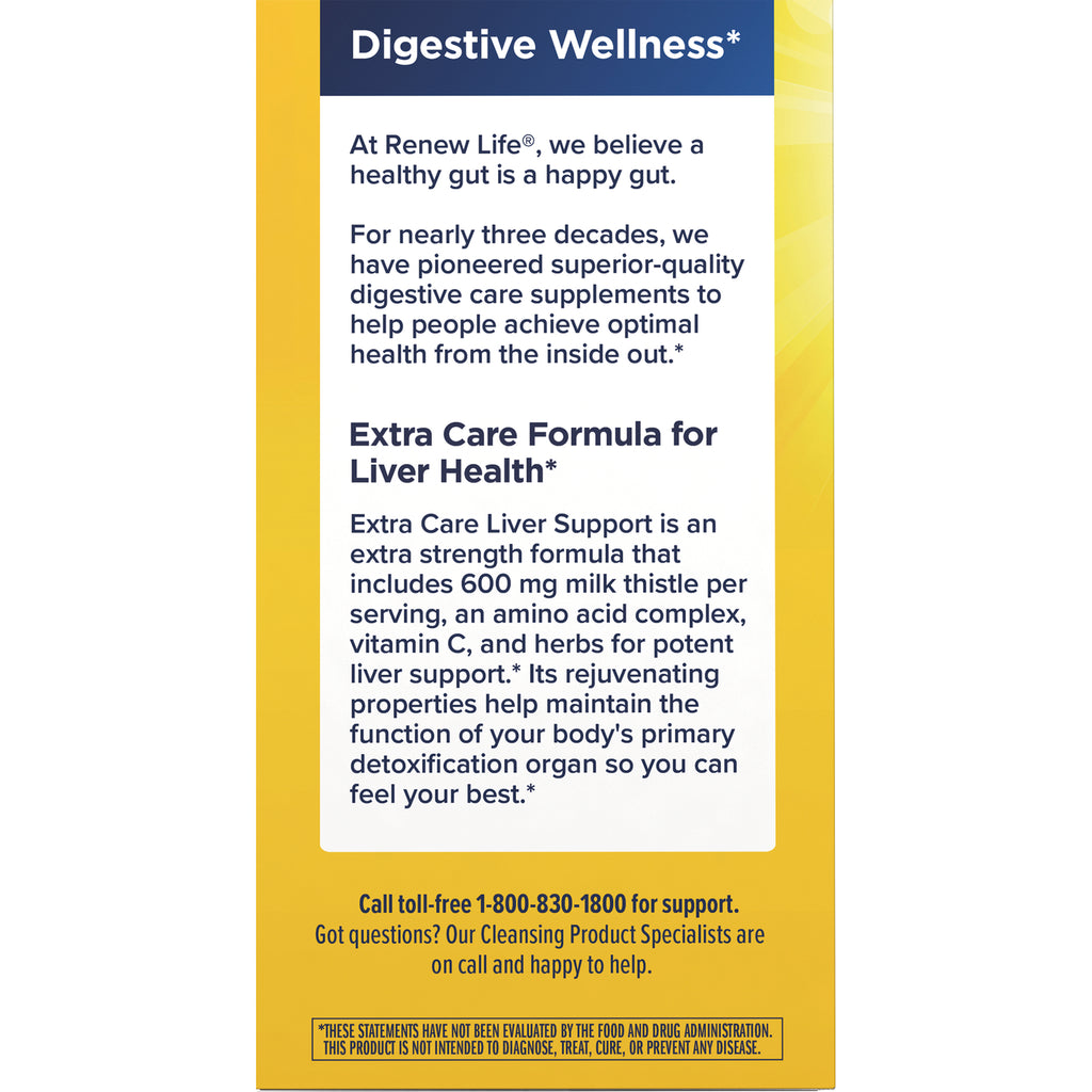RNL256 | Back label reading Digestive Wellness and Extra Care Formula for Liver Health with product benefits and toll-free number - Thumbnail