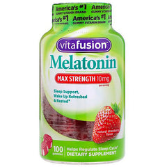 VFS028 | vitafusion Melatonin Max Strength 10 mg gummies, 100 count, natural strawberry flavor