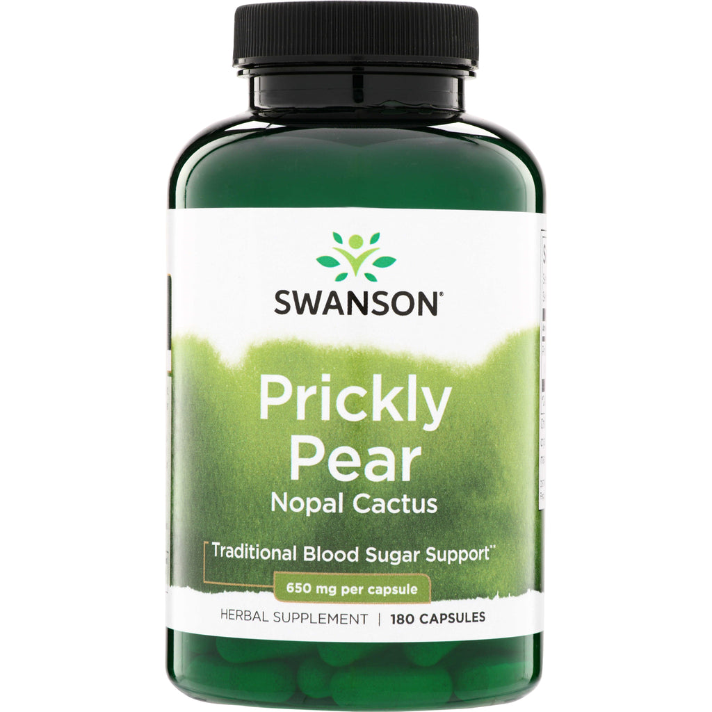 SW543 | Swanson Prickly Pear Nopal Cactus, 650 mg per capsule, herbal supplement, 180 capsules - Thumbnail