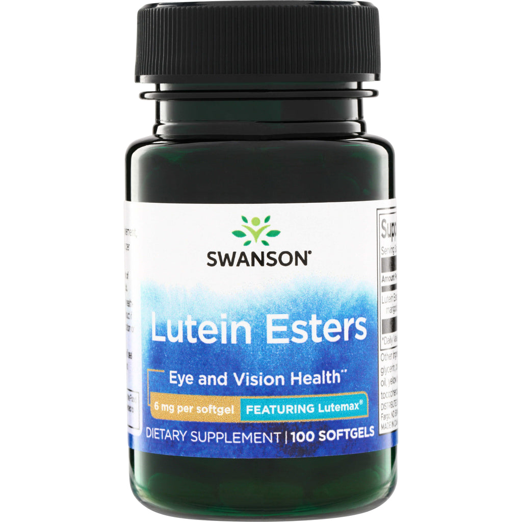 SW912 | Swanson Lutein Esters supplement bottle, Eye and Vision Health, 6 mg per softgel, 100 softgels - Thumbnail