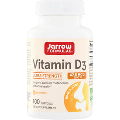 JR125 | Jarrow Formulas Vitamin D3 Ultra Strength 62.5 mcg (2500 IU), 100 softgels
