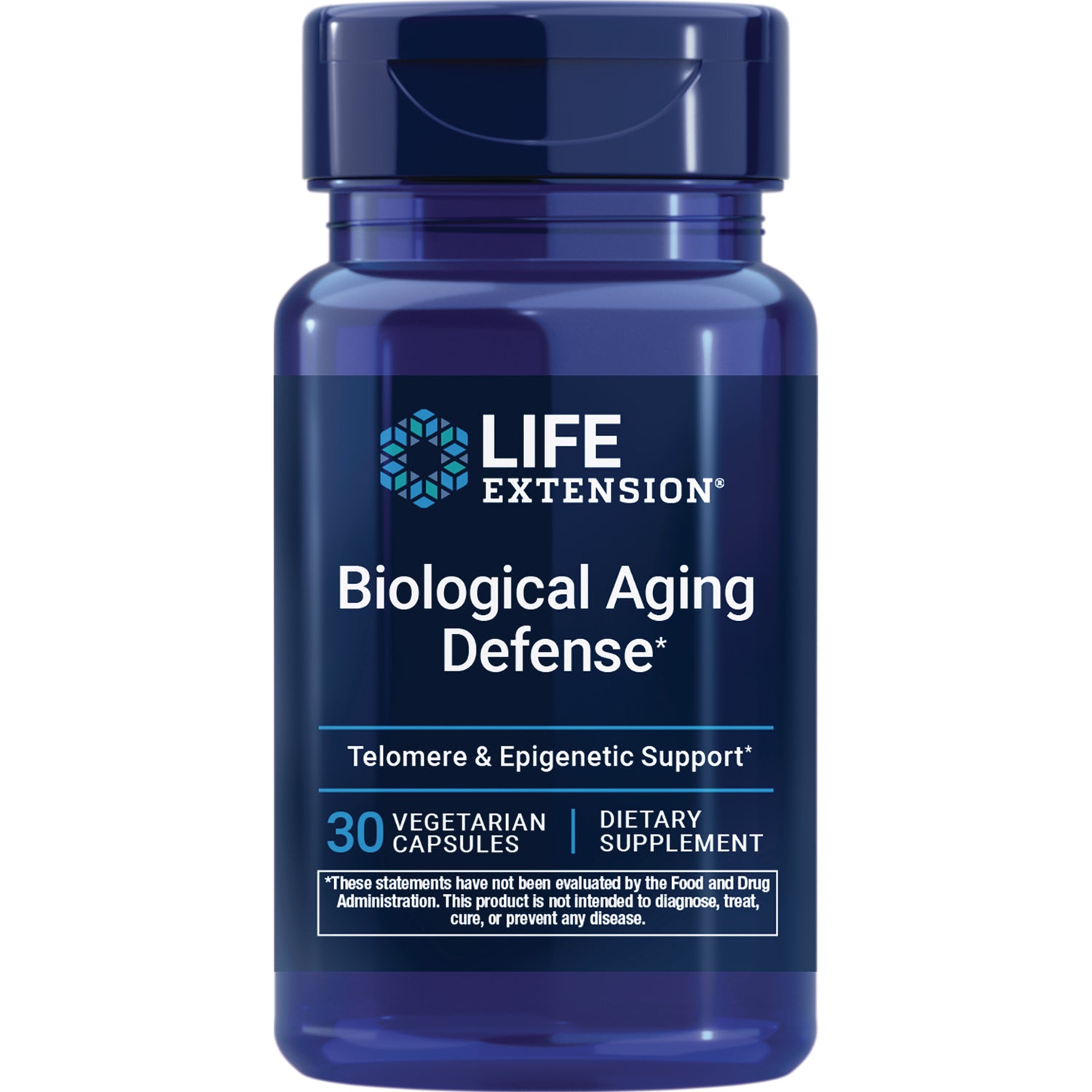 LE599 | Life Extension Biological Aging Defense supplement bottle, 30 vegetarian capsules