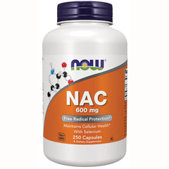 NWF901 | NOW NAC 600 mg supplement bottle front label showing 250 capsules Non-GMO